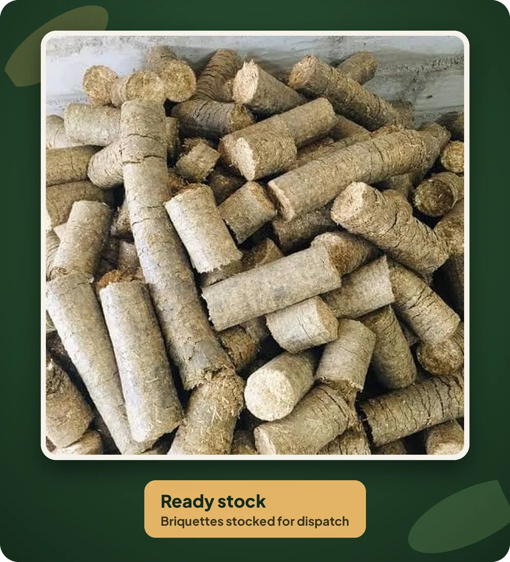 Biomass briquettes ready stock – Shreeji Global Enterprise