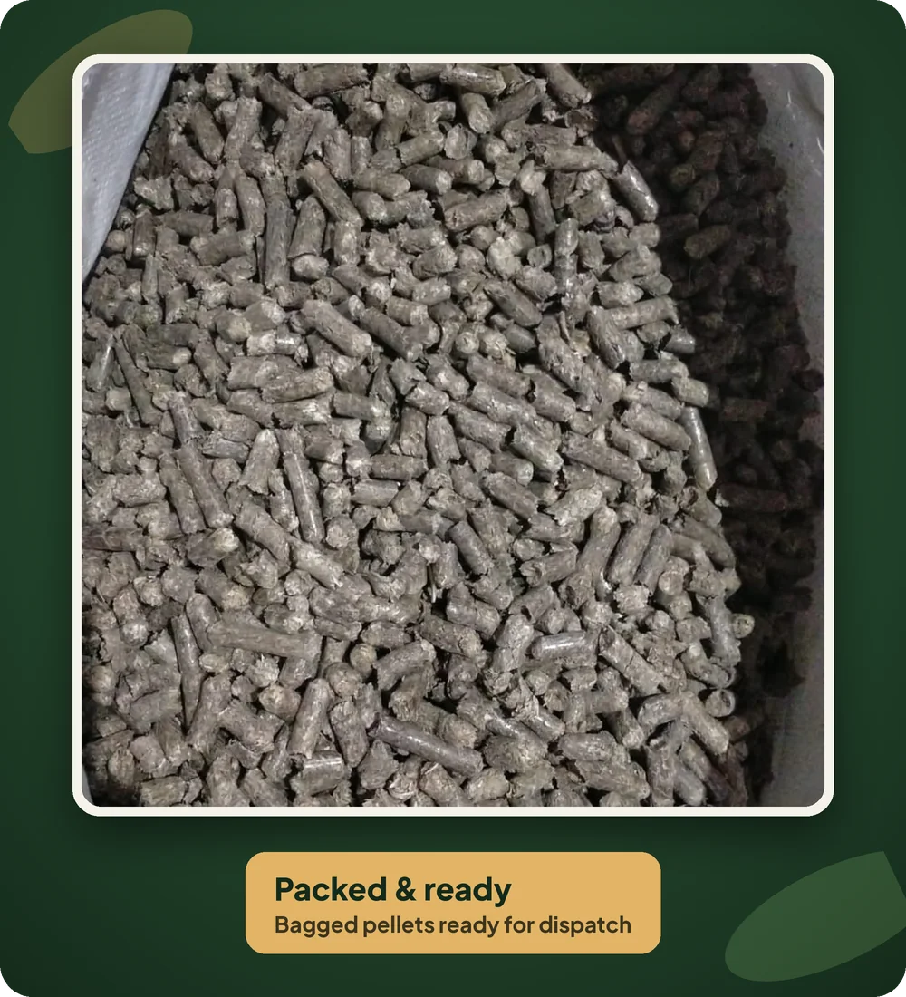 Bag of biomass pellets packed and ready for dispatch