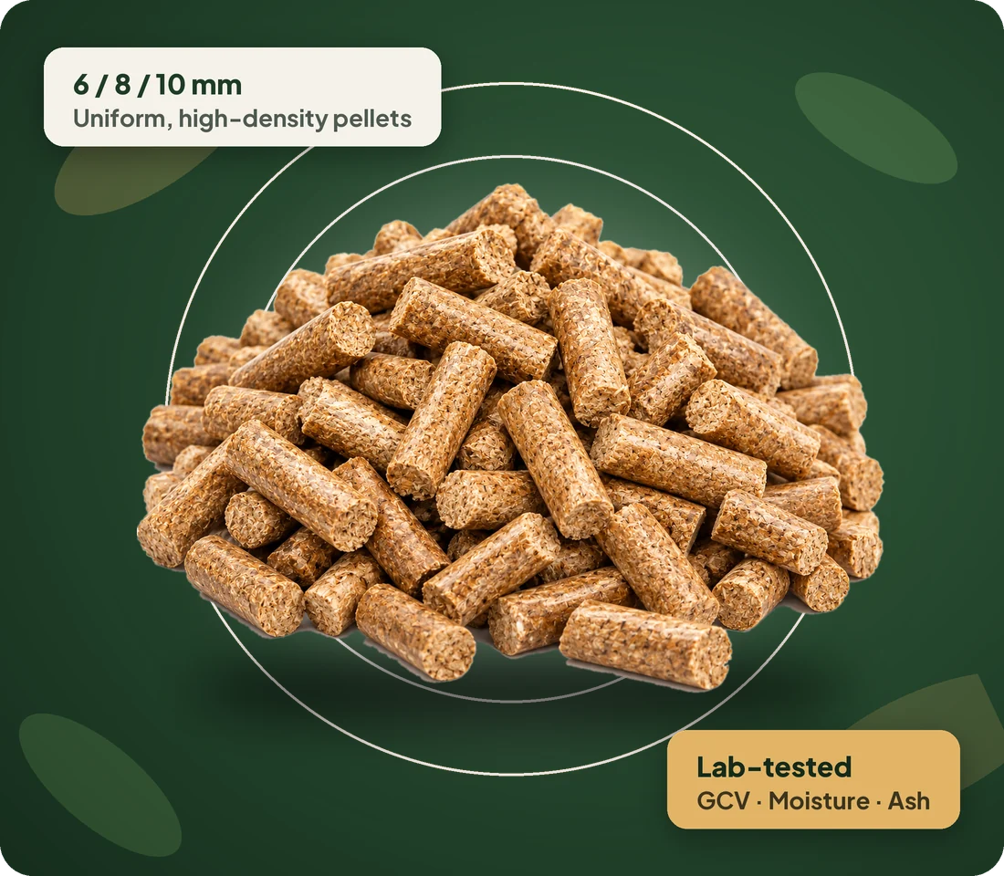 Biomass pellets in 6, 8 and 10 mm – lab-tested, from Shreeji Global Enterprise